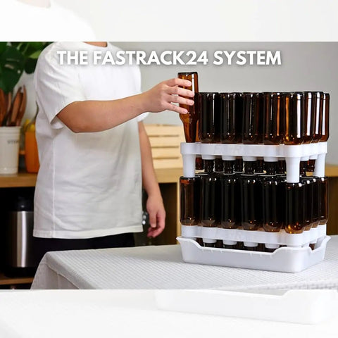 Top Shelf Bottle Drying Rack And Tray Bundle For Homebrewers Holds Sixty Vessels Stackable Dishwasher Safe Stand Keeps Glassware Pristine And Ready For The Next Batch No Sweat Setup