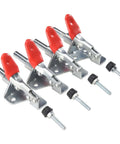 Four Pack 45Kg Toggle Clamp Set With Quick Release Pull Action, Vertical And Horizontal, GH-301AM Style, metal clamps on white