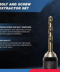 Master Screw Extractor Kit With 55 Pieces For Removing Stripped Screws And Broken Bolts, featuring a chrome vanadium steel drill bit.