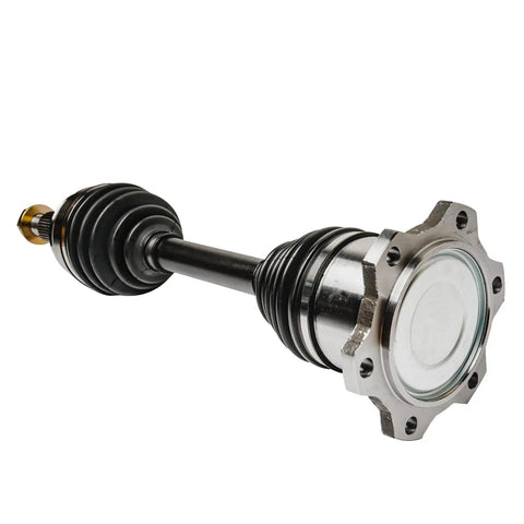 Built Different Front CV Axle Shafts Pair Engineered Rock Solid For 4X4 Rigs Loaded With Six Lug Setups Fits Chevy Silverado 1500 Tahoe 2007 2020 No Abs Hub close-up of left axle.