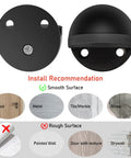 No Fuss Floor Door Stops Adhesive Backed Stainless Steel Black Wall Protectors Rubber Bumper installation guide image.