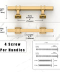 Detailed dimensions of Champagne Bronze Cabinet Pulls 3 Inch 76mm 10 Pack including length, width, height, and screw specifications.