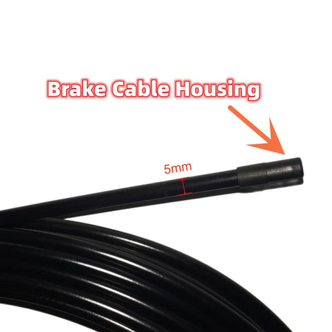 5mm 50ft Lined Bicycle Brake Cable Housing With 30 End Caps Black for smooth braking, shown coiled with labeled measurement