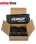 Rubber Jack Pad Set For Corvette C5 C6 C7 C8 With 4 Piece Set And Storage Bag in open box showing pads and bag