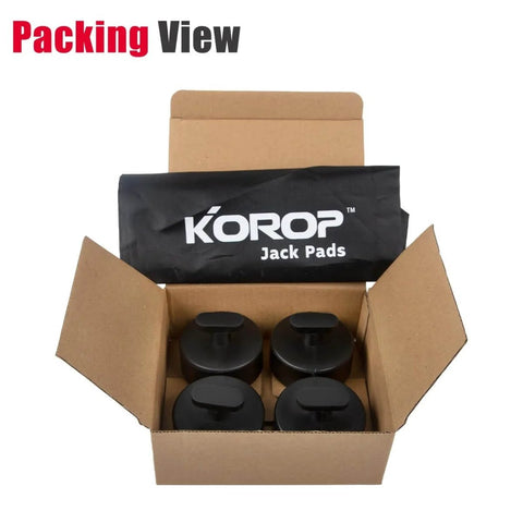 Rubber Jack Pad Set For Corvette C5 C6 C7 C8 With 4 Piece Set And Storage Bag in open box showing pads and bag