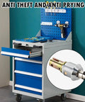 1 Set Tubular Lock And Key Set For Toolbox And Cabinet Drawers With Keys, Tool Box Replacement Locks showcased on blue tool cabinet.