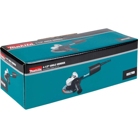 Box of Four And A Half Inch Angle Grinder With Seven Point Five Amp Motor Delivers Eleven Thousand RPM AC DC Switch Lightweight Four Point Five Pound Build