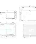 Technical drawing of Beefy Outdoor Junction Box With Hinged Cover IP67 Weatherproof ABS Enclosure showing dimensions and mounting plate.