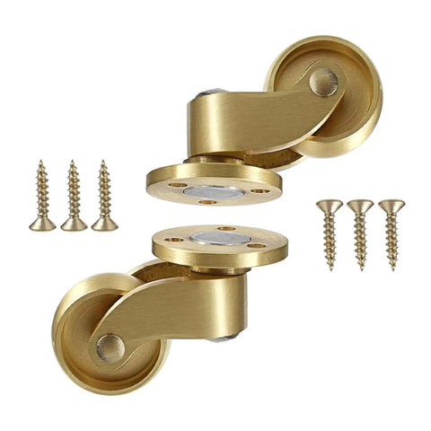 Sturdy Brass Casters Set For Moving Trunks Boxes Workbenches And Cabinets With Silent Swivel Wheels No Sweat Easy Screw Mount Pre Drilled Plates
