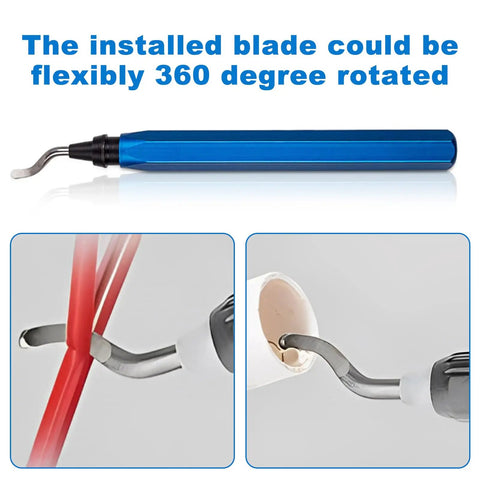 Rotary Deburring Tool Kit With Swivel Handle And 30 Pcs HSS Blades For Soft Metals Like Aluminum And Copper Plus Wood, Plastic And Steel Burr Removal, Great For Circular Holes And Straight Or Curved Edge Finishing