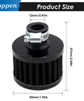 12mm Air Filter Kit For Cars And Motorcycles Mini Universal Vent Crankcase Cold Air Intake Breathe Filter Dual Pack Size Display