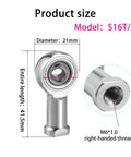 Built Tough Stainless Steel Rod End Bearings Two Pack featuring smooth self lubricating joints, 21mm diameter, 41.5mm length.