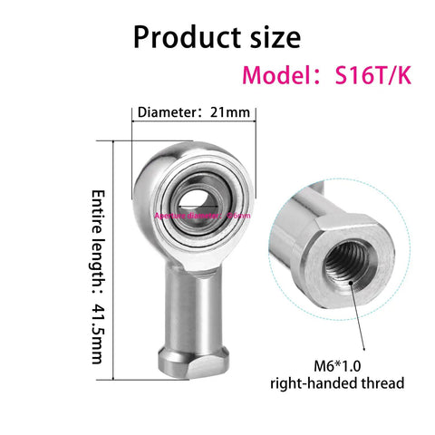 Built Tough Stainless Steel Rod End Bearings Two Pack featuring smooth self lubricating joints, 21mm diameter, 41.5mm length.