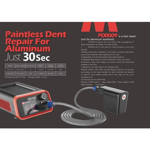 Beast 1500W Car Body Dent Repair Tool Kit with Magnetic Induction Heater for Aluminum Panels; details view