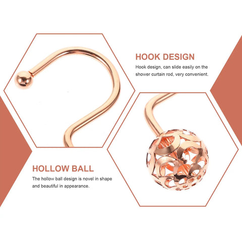 Rose Gold Shower Curtain Hooks 12 Pack Half Round Metal Hangers For Bathroom Rods Glide Smoothly And Look Sharp Decorative Curtain Hooks