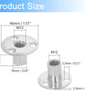 Diagram of 5Pcs M12 Brad Hole Tee Nuts Zinc Plated Carbon Steel 3 Hole Round Base Screw In T Nuts dimensions