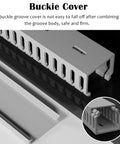 Detail of PVC Open Slot Cable Management Raceway Kit With Cover For Under Desk Setup, 50 Pack 4x4 Inch, paintable and durable design.