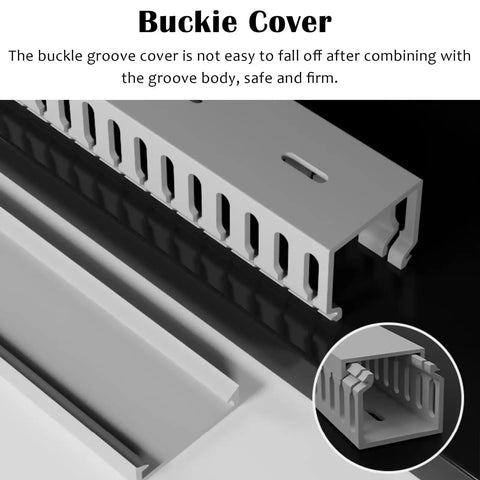 Detail of PVC Open Slot Cable Management Raceway Kit With Cover For Under Desk Setup, 50 Pack 4x4 Inch, paintable and durable design.
