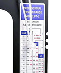 Rugged Sailboat Rigging Tension Gauge With Pro Grade Analog Dial 2000 Lb Max Load and measurement chart for cable tension.