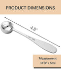 Stainless Steel 1 Tsp Measuring Spoon With 5 mL And 1/3 Tbsp Markings 4.8 inches long, precise teaspoon scoop for spices