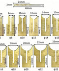 Wood Bead Maker Drill Bit Set 24 Piece 6 To 25 Mm Ball Cutter Kit for bead spheres, showing size dimensions of drill bits