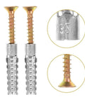 Close-up of 60-100 Pcs Hollow Wall Anchors Fastener Kit With Heavy Duty Metal Expansion Screws and metal detail view.