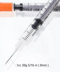 1cc 30G Syringe With Five Sixteenth Inch Needle, Individually Wrapped Pack Of 20 For Medical Use, Portable And Lightweight For Grab And Go Dosing, Clear Barrel For Visible Fluid, Durable Plastic Construction, Ready To Use 1cc 30g 5/16 in needle