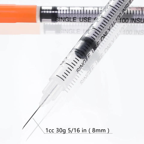 1cc 30G Syringe With Five Sixteenth Inch Needle, Individually Wrapped Pack Of 20 For Medical Use, Portable And Lightweight For Grab And Go Dosing, Clear Barrel For Visible Fluid, Durable Plastic Construction, Ready To Use 1cc 30g 5/16 in needle