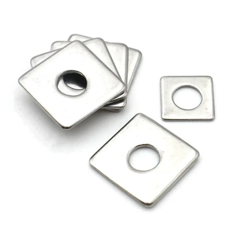 304 Stainless Steel Square Flat Washers Set M3 To M20 For Fasteners And Curtain Wall Installations, Heavy-Duty, Corrosion-Resistant Hardware, Durable Multi Size Pack Includes 20 Pieces Of M4x10x1mm, square washers stacked