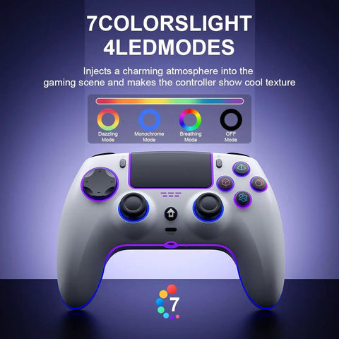 Multiplatform Wireless Gamepad For PS5 Pro PC Mac iOS Android 10 Steam Deck With RGB lighting and mode options display