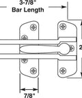Diecast Security Swing Bar Lock For Hinged Swing In Doors Three Seven Eighths Inch Bar Length Two And A Half Inch Height Satin Nickel Finish Easy Install Security For Home Cabinets And Childproofing diagram