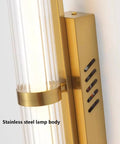 JGSYD Led Modern Wall Lamp Indoor with Remote Control Wall Light 2700K-6500K Dimmable Wall Sconce Long Strip Decorative Wall Lighting Stainless Steel for Bedroom Hallway Living Room,Black-70Cm, close-up of stainless steel body