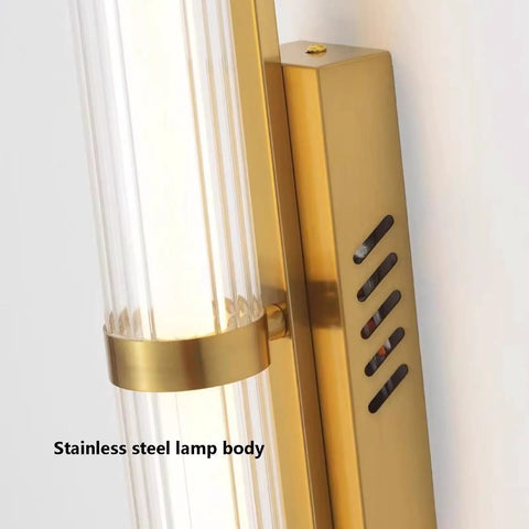 JGSYD Led Modern Wall Lamp Indoor with Remote Control Wall Light 2700K-6500K Dimmable Wall Sconce Long Strip Decorative Wall Lighting Stainless Steel for Bedroom Hallway Living Room,Black-70Cm, close-up of stainless steel body