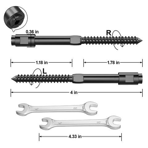 Swageless Lag Screws Left And Right Set For Wood Posts Black One Eighth Inch 20 Pack T316 Stainless Steel Cable Railing Kit