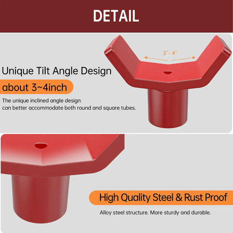 ForoGore Red Bottle Jack Adapter 12 Ton Lift Extender Sleeve with unique tilt angle design, fits around 3-4 inch tubes.