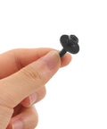 100 Piece M4 Black Drum Set Screws With Washers For Snare And Tom Mounts Replacement Hardware Non Slip Textured Grip Easy Install Durable Metal Nuts And Bolts For Drum Lugs, black screw with washer held by hand