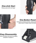 Beast Pro Grade Electric Hydraulic Cable Cutter showing one-click start, one-button reset, and easy disassembly features.