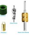 Components of Pro Grade Mini Split Adapter Kit Five Sixteenths To One Quarter Coupler With Valve Core Remover
