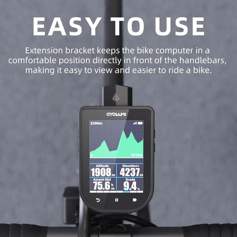 Easy to use out front bike mount for Garmin and more, multi position extension holder, bike computer display on 25.4/31.8 mm handlebars