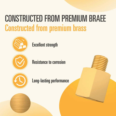 One Eighth Inch Male To Three Eighth Inch Female NPT Brass Pipe Fitting Reducer Adapters Water Line Connector, premium brass details