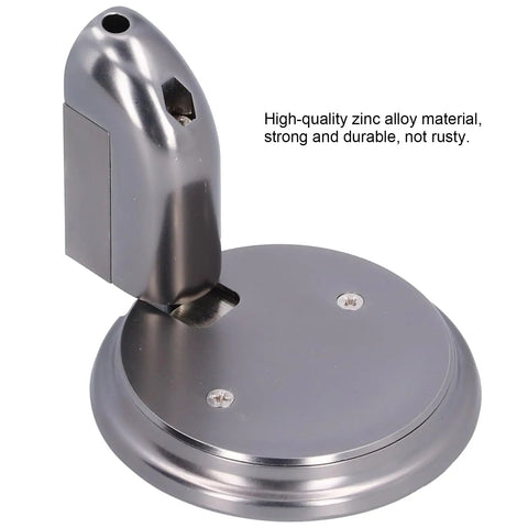 Get Your Door Locked Tight With This Sleek Push Type Door Stop Catch Made From Heavy Duty Zinc Alloy, close-up of black finish.