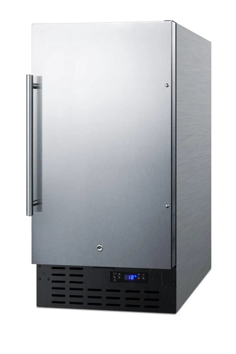 Prime 18 Inch Stainless Steel Upright Freezer For Tiny Cribs And Micro Kitchens with digital thermostat and lock.