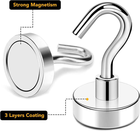 Heavy Duty Magnetic Hooks For Cruise Cabins 85 Pound Pull Steel Surface Mount Organizer Six Pack Silver Hella Strong Wall Magnet Storage Rack Built Tough Portable Travel Gear Total Lifesaver