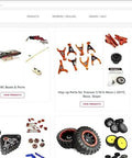 Integy catalog page featuring RC boats, Traxxas parts, and Losi 1/10 RTR 22S SCT & 22S Drag hop-up parts