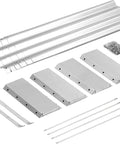 Components of Sturdy Galvanized Metal Raised Garden Bed Kit Three Pack 6x3x1ft, including panels and screws, silver finish, easy assembly