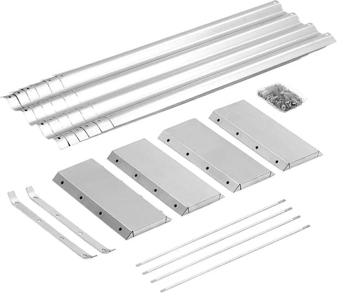 Components of Sturdy Galvanized Metal Raised Garden Bed Kit Three Pack 6x3x1ft, including panels and screws, silver finish, easy assembly