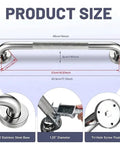 16 Inch Shower Grab Bars 2 Pack Brushed Nickel Safety Supports with dimensions shown for effective installation and grip.