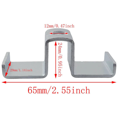 Heavy Duty Grid Saddle Clips For Industrial Flooring Drainage Fasteners 2.55 X 1.14 Inch Galvanized Steel Clamp showing dimensions.
