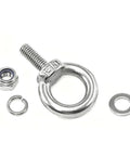 Heavy Duty 304 Stainless Steel Eye Bolt Kit With Flange Lock Nut And Spring Washer For Indoor Outdoor Use Built To Last Corrosion Resistant Hardware For Lifting Hanging And Securing Projects. 304 stainless steel eye bolt, nut, washer set
