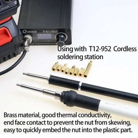 Heat Set Insert Tool Kit For M2 To M8 Brass Knurled Nuts With Embedded Insertion Tips Hot Melt Adapter Set for T12 Soldering Iron